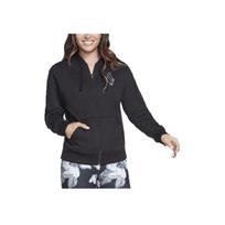 Skechers Sketch Sweat Magnolia Dreams Fz Comfortable Soft Skin-Friendly Versatile Jacket Women jackets Black WJA273A-BLK L