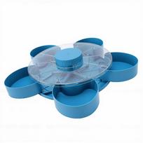 Divided Spin and Snack Serving Tray Rotating 5 Compartment Snack Tray with Lid Non Slip for Party Picnic Movie Night mėlyna