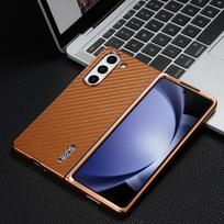 Z Fold7 Fold 6 for Carbon Fiber Pattern Case for Samsung Galaxy Z Fold 7 6 5 4 3 5G Electroplated Frame Back Phone Cover Etui Galaxy Z Fold7 ruda