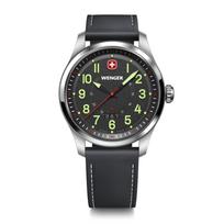 WENGER TERRAGRAPH Stainless Steel Case Black Black Leather Quartz 100m Water Analog Men's Watch, (316L), Dial, Strap, Movement, Resistant, Gift, [ ]