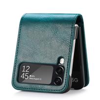 Folding Leather Bag Case for Samsung Galaxy Z Flip4 5G Flip3 Flip 4 3 Flip5 Flip6 Flip2 Flip 5 6 2 Card Slot Phone Accessories for Galaxy Z Flip 4 žalia