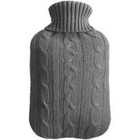 Knitted Cover for Hot Water Bottle - Soft Gray Cozy Slip-On (Bottle Not Included) pilka