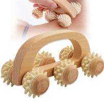 Deep Tissue Wooden Massage Roller Anti Cellulite Body Shaping Wood Back Massage Roller Lymphatic Drainage Handheld violetinė