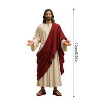 Jėzaus Kristaus figūrėlės Religinė dekoracija 1/6 mastelio Jėzaus Kristaus statula su ištiestomis rankomis namams, butui, biurui, prieškambariui, televizoriui brown