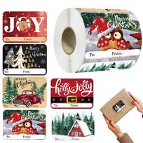 Christmas Tags 250 Piece Cartoon Self-Adhesive Labels Christmas Stickers For Cards For Wrapping Paper Bags Stockings Tree 5x7.5cm