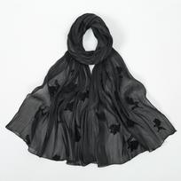Muslim Hijab Scarf Crinkled Chiffon Tulip Embroidery Breathable Soft Islamic Headscarf for Daily Prayer Casual Wear Shawl Wrap 70X180CM