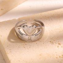 Fashion Design Hug Heart Non Fading Rings Women Gold Silver Color Geometric Stainless Steel Open Rings Party Jewelry Gifts sidabras