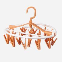 Space-saving Foldable Circular Clothes Drying Rack With 20 Clips In Serene Moss Green oranžinė