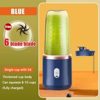 Portable Juicer Electric Blender 2 Cups Wireless Juicer Fruit Squeezer Mini Ice Blender USB Charging Blue-Single Cup