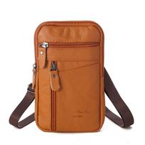 Genuine Leather Phone Chest Bag Large Capacity Messenger Bag Crossbody Phone Bag  Mobile Phone Brown-Single Layer