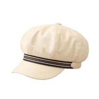 Stripe Pu Leather Beret Windproof Painter Hat Casual Octagonal Hat  Travel smėlis