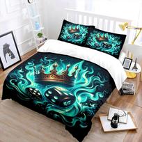 Flaming Crown and Dice Bedding Set for Kids Luxury Gift 3pcs Digital Print Comforter Set Soft Comfortable Breathable for gifts EU Twin 135X200cm&set