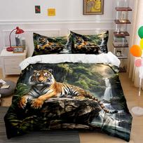 Multiple Sizes Tiger In Lush Jungle Print Bedding Set 1 Duvet Cover 2 Pillowcases For Adult And Children Luxury Gift Full Size EU Twin 135X200cm&set
