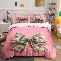 Dollar Bow On Pink Background Print Soft Comfortable Duvet Cover Bedding Set Included 1*Duvet Cover  2*Pillowcases Luxury Gift EU Twin 135X200cm&set
