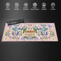 Pink Floral Persian Style Design Mouse Pad Large Rubber Anti-slip Desk Accessories Mousepad for Offices&Gamer Keyboard Decor Mat 600x300x2mm
