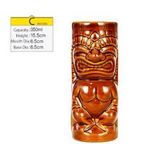 Tiki Puodeliai Keraminiai Havajų Luau Puodeliai Vakarėliui Gėrimų indai, Mieli egzotiški kokteilių taurės, Tiki Baras 250-660ml ruda