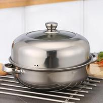 28cm Dual Function Stainless Steel Pot for Steaming Vegetables and Cooking For Soup with Tempered Glass Cover and Sturdy Handles China Mainland