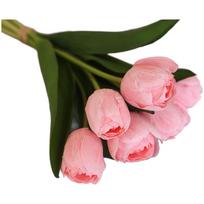 Artificial Tulips Silk Tulip Bouquet Wedding Centerpiece Artificial Flowers Realistic Silk Petals Flexible Bendable Stems rožinė