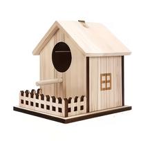 Hanging Wood Bird House Bird Cage Fence Perch Platform Bird Breeding Box Smooth Finish Parrot Mating Box Bird Feeder House chaki