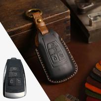 Crazy Horse Leather Car Key Case Cover Holder Keychain Bag for BAIC X7 BJ40 Senova D50 D70 X55 X65 EU5 EU7 Fob Protector Shell