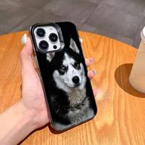 Cute Siberian Husky Dog Phone Case For iPhone17,16,15,14,13,12,11,Pro,MAX Gray Matte Silicone Black Cover iPhoneXSMAX