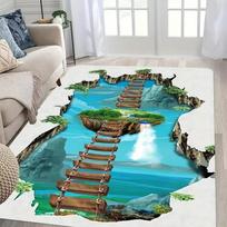 3D dykumos įtrūkimo vandens ir ugnies dizaino kilimas Neslystantis skalbiamas mašinoje kilimas Madingas miegamojo svetainės paplūdimio stiliaus grindų kilimėlis 40x60cm