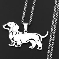Doxie Sausage Dog Pendant Necklace For Women Men Stainless Steel Dachshund Long Doggie Low Rider Lovely Necklace Jewelry Gift