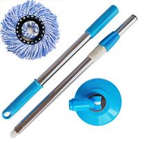 Stainless Steel Spin Mop With Extending Handle For Home Cleaning And Floor Polishing mėlyna
