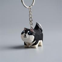 Akita Husky Wood Carved Keychain Hand Carved Dog Keyring Carved Dog Pendant  Student Gift Husky