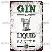 [ManoLėkštė] GIN Plakatas Metalinis Vintažinis Baro Baldų Plokštės Skydas Skardinis Ženklas Tiki Baro Ženklas Vyriška Urvelio Dekoras Personalizuota Plokštė 20x30cm