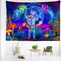 Spalvingas Grybo Astronauto Gobelenas Sienai Būrėjimas Hipis Tapiz Paslaptingas Miegamasis Bendrabutis Namų Dekoras 95x70CM