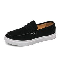 FashionNew Mens Loafers Casual Suede Leather Shoes for Men Slip on Moccasins Breathable Male Driving Shoes Comfort Soft Dress Footwear 38 juoda