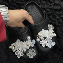 Cave Shoe Accessories, DIY Shoe Buckles, Shoe Flowers, Pearl Rhinestones, Silver Decorations, Shoe Accessories, Women, Shoe Accessories
