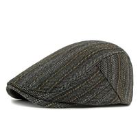 Autumn Winter Wool Cap Men's Beret British Vintage Forward Cap juoda/pilka spalva