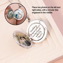 Personalized Locket Necklace Custom Photo Necklace Engraved Stainless Steel Photo Necklace Hold Picture Pendant Necklace Silver