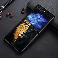 Gyvūno Liūto Rašto Dėklas, skirtas Samsung Galaxy Flip4 Z Flip 7 6 5 4 3 Flip5 Flip6 Flip3 Flip7 FE Galinis Telefono Dangtelis Funda Galaxy Z Flip6 blue