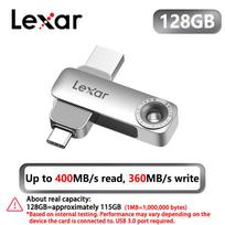Lexar 128GB OTG Solid State Dual Drive 256GB 512GB Type-C USB Flash Drive Up to 400Mb/s Read Pendrive USB-C & USB-A Port for iPhone 17,Android,PC 【128GB】