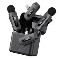 BOYA Combo Lavalier Compatible with and Simultaneous Use for Two 100m Transmission Noise Plug No App 36 Hours Continuous Sound Ideal for Video Live