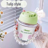 Elegant Tulip Dual-Drink Glass Straw Cup