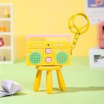 Retro Radio Shape Keychain Acrylic Tape Recorder Pendant Cute Small Speaker Key Holder  Lady geltona