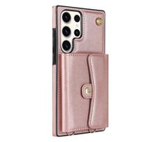 Wallet Leather Case for Samsung Galaxy S10 S9 A53 5G A12 A13 A20 Long Lanyard Kickstand All-round Shockproof Protection Case for Samsung S9 rožinio aukso spalvos