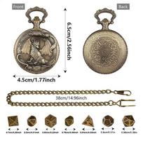 7pcs Metal Dice Set In Pocket Watch Case Polyhedral RPG DiceBoard Game Party Gift For D & D Players Beginners Adults Home Travel bronza