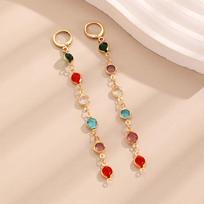 Bohemian Colorful Crystal Choker Necklace Earrings Set For Women Exquisite Zircon Chain Necklace Wedding Jewelry Accessories