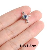 5pcs Sky Blue Rhinestone Star Doji Moon Sun Pink Flower Charm Stainless Steel Pendants For Jewelry Making Earrings Keychain Bulk