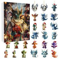 Christmas Calendar Blind Box Acrylic Cartoon Dragon Ornaments For Holiday Decor And Gift Giving Style A