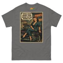 Speed Costs Money Dragster Blown Chevy Bel Air Girl Mechanic T Shirt Mens Womens Tees Top S