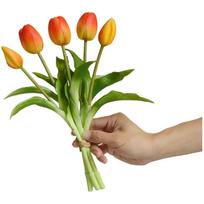Artificial Tulip Flowers 5 Head Soft Rubber Material for Wedding Photography For Home Decoration and Custom Floral Arrangements oranžinė