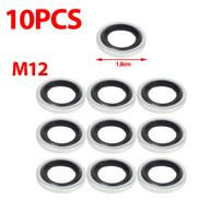 M12/M14 Car Oil Pan Drain Gasket Drainage Bolt Pad Rubber Oil Drain Plug Gasket Washer Seal Set Galvanised Combination Gasket 10PCS