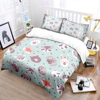 Cute cartoon forest animal avatars Print Bedding Set 1 Duvet Cover 2 Pillowcases for Adult and Children Luxury Gift Full Size EU Twin 135X200cm&set