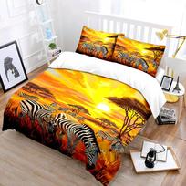 Zebras At Sunset Pla Patter Bedding Set For Kids Luxury Gift 3Pcs Digital Print Comforter Set Soft Comfortable Breathable EU Twin 135X200cm&set